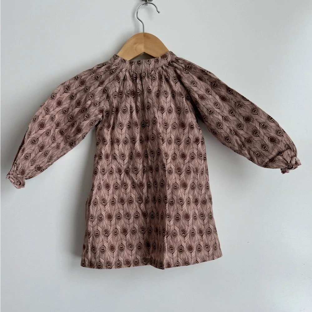 Mini A Ture Girl A line Dress 12 months Heart Peacock 100%‎ Cotton Pockets Lined